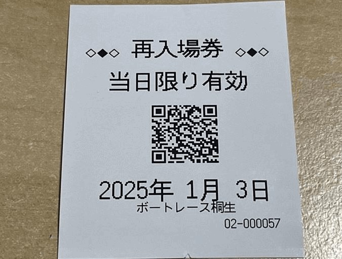 競艇場の再入場券